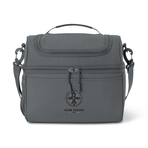 Roam Around logo cooler bag in Storm Grey, insulated with shoulder strap